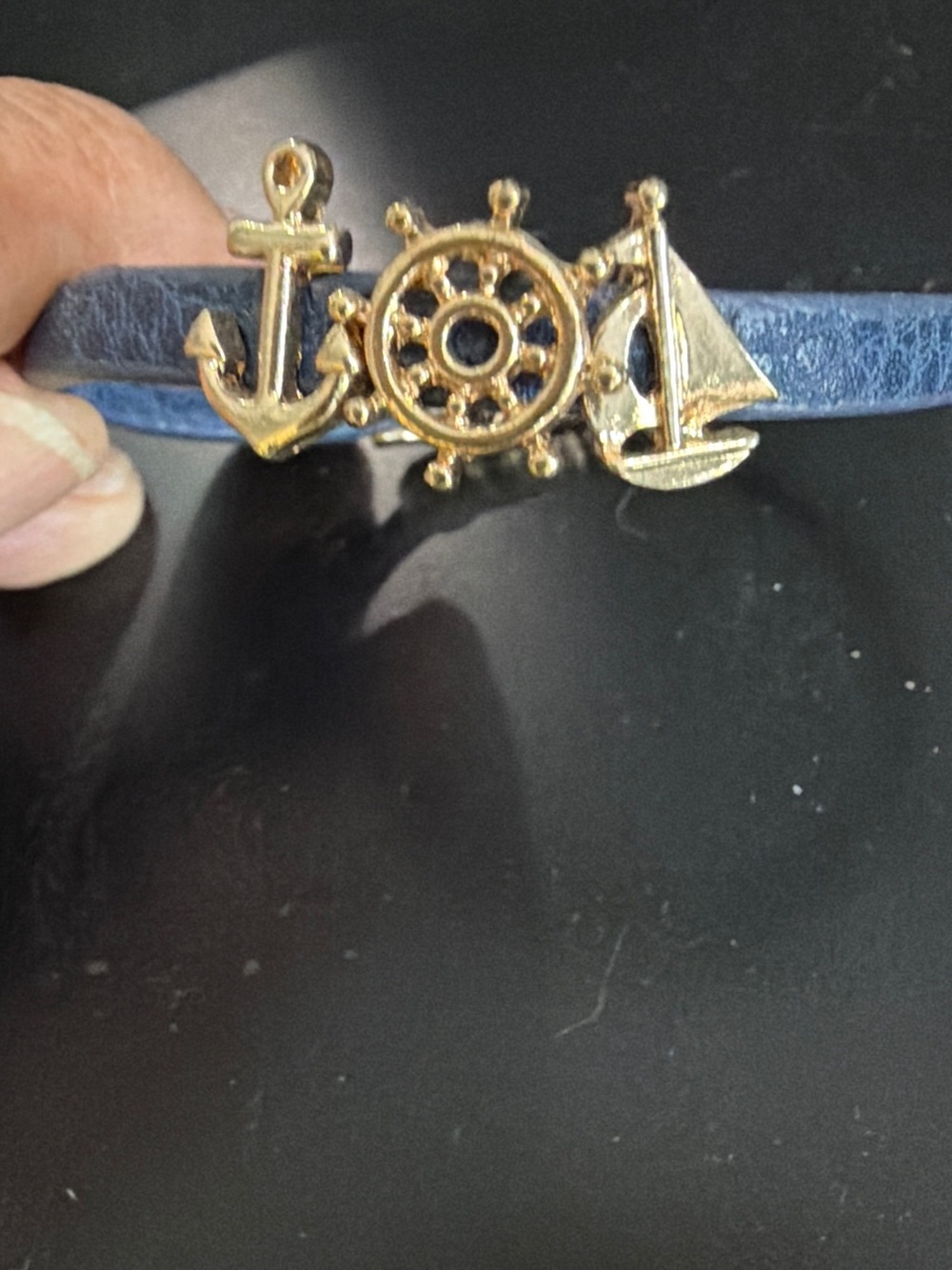 Nautical Gold Charm Blue Leather Bracelet -women’s Accessories